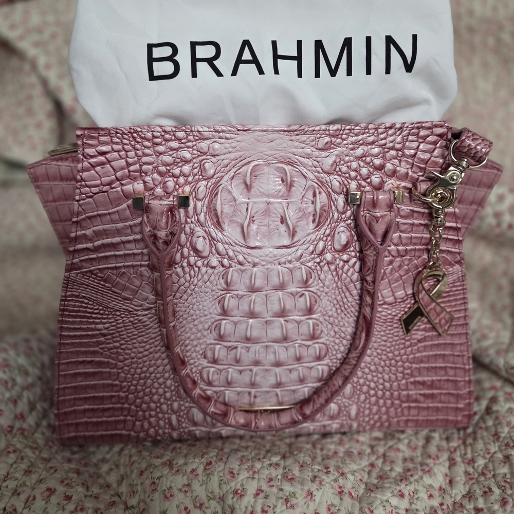 Brahmin Pink Croc-Embossed Leather Tote - Picture 5 of 5
